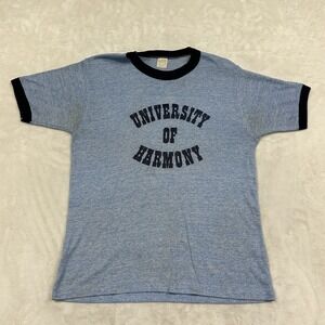 80s Sportswear Ringer Tee Mens M Blue University of Harmony Vintage Tri-Blend